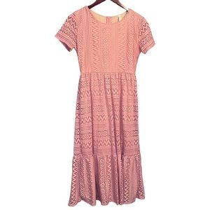 Pink and Tan Lace Dress
